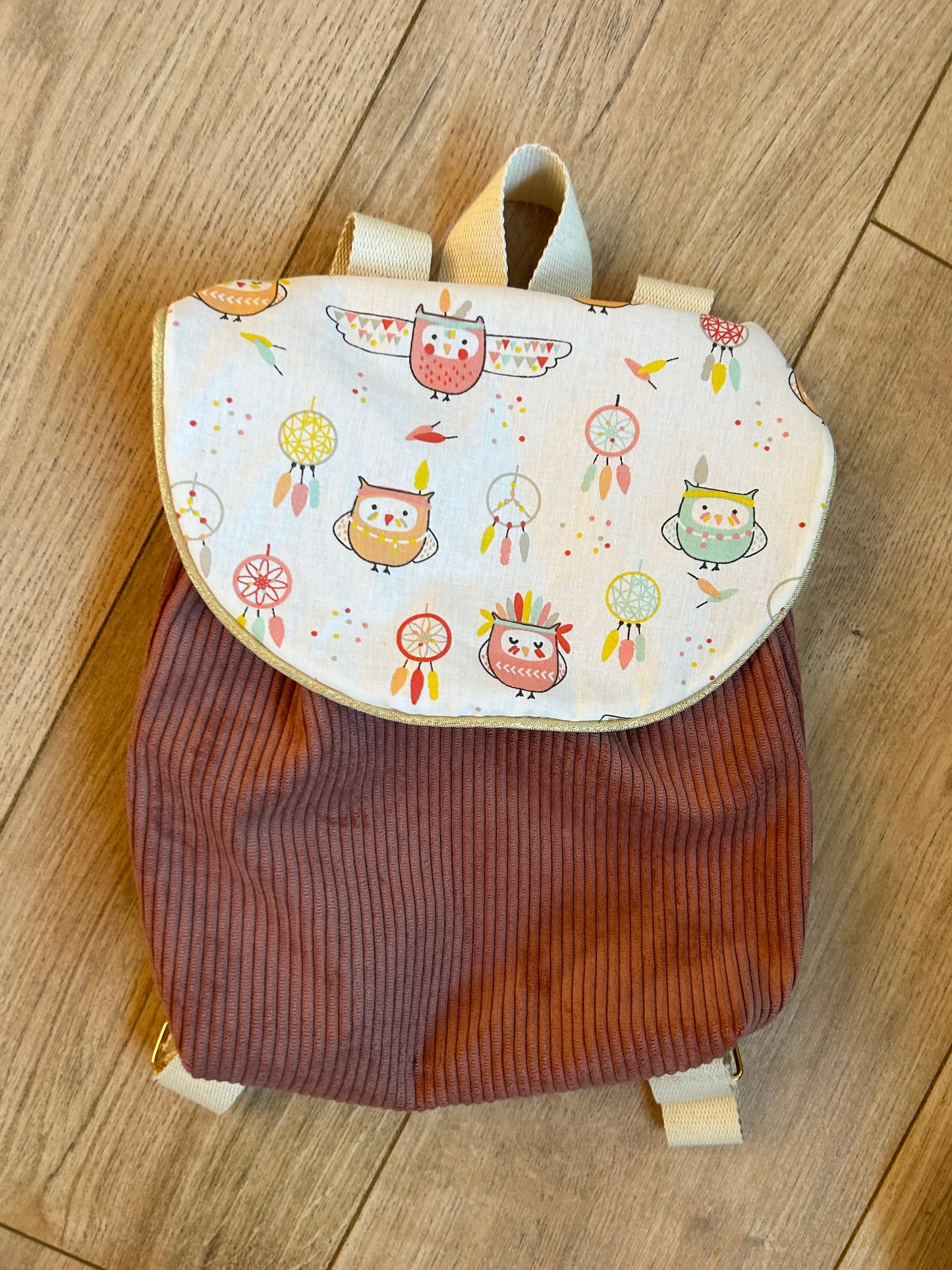 Sac à dos rose/chouettes