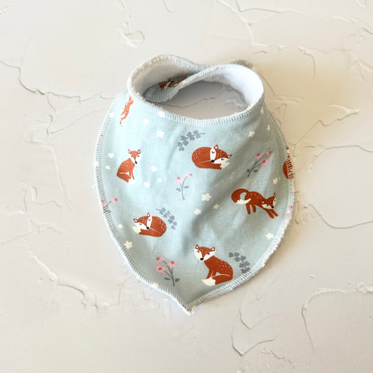 Blue background fox bib