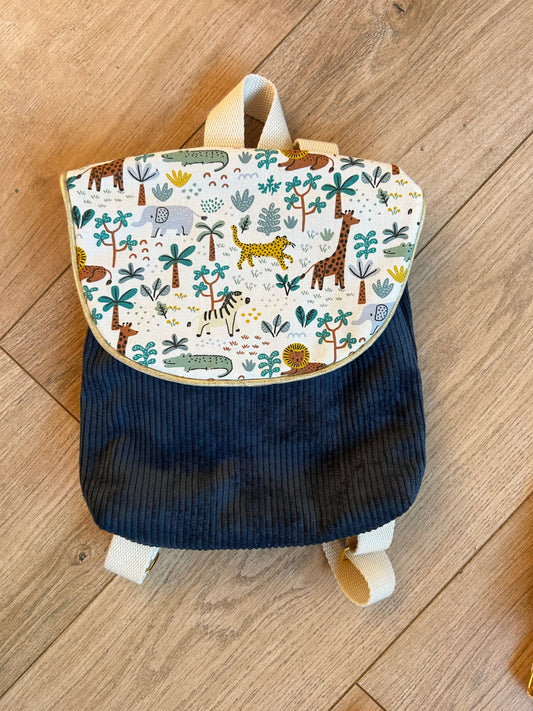 Sac à dos bleu/animaux savane