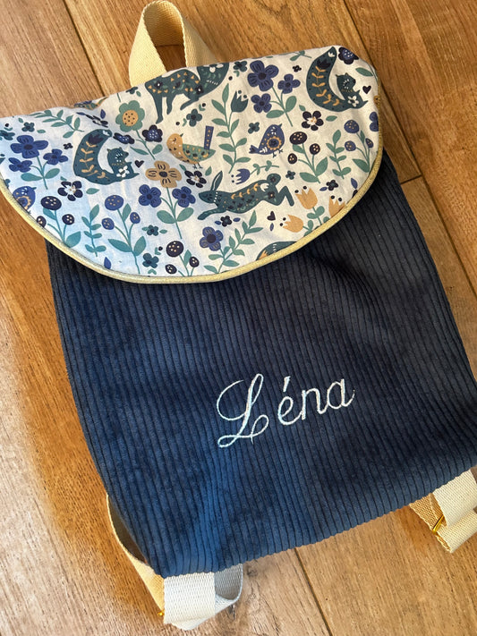 Sac à dos bleu/fleuris